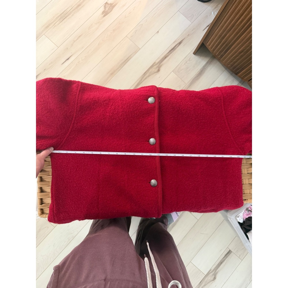 Appleseeds Red Boiled Wool Coat Womens Large Ornate Silver Button Stand Collar - Picture 8 of 9